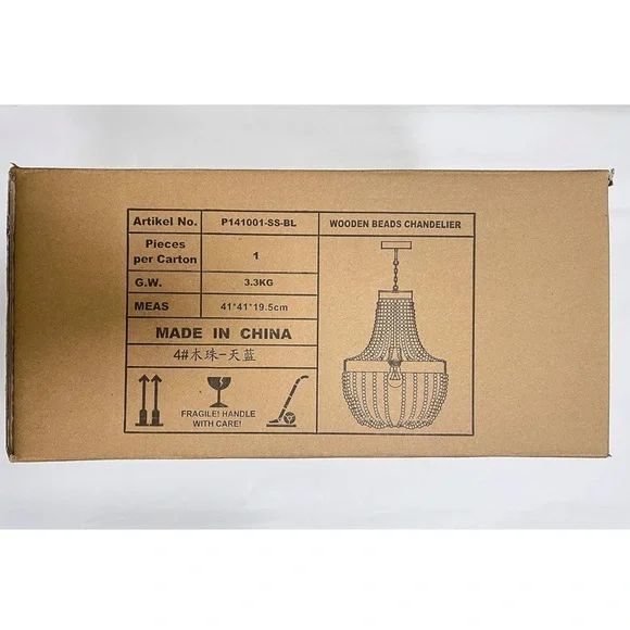 NEW IN BOX Vintage Chic coastal farmhouse white beaded chandelier pendant light - Picture 8 of 8